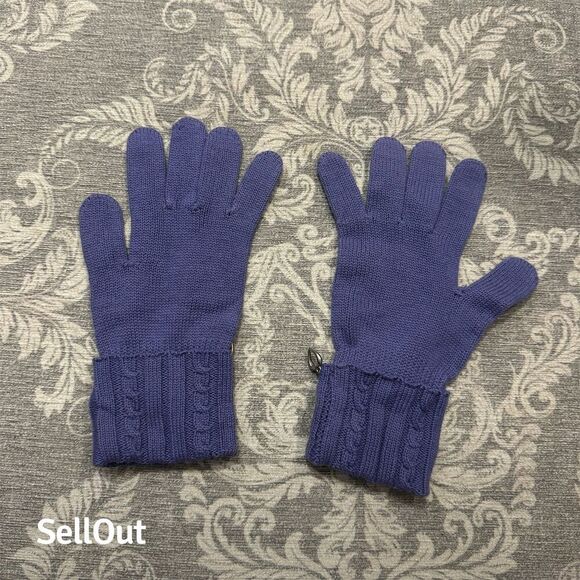 Unisex Periwinkle Cable Knit Gloves with Metal Ring Detail Winter Warm - Picture 2 of 4